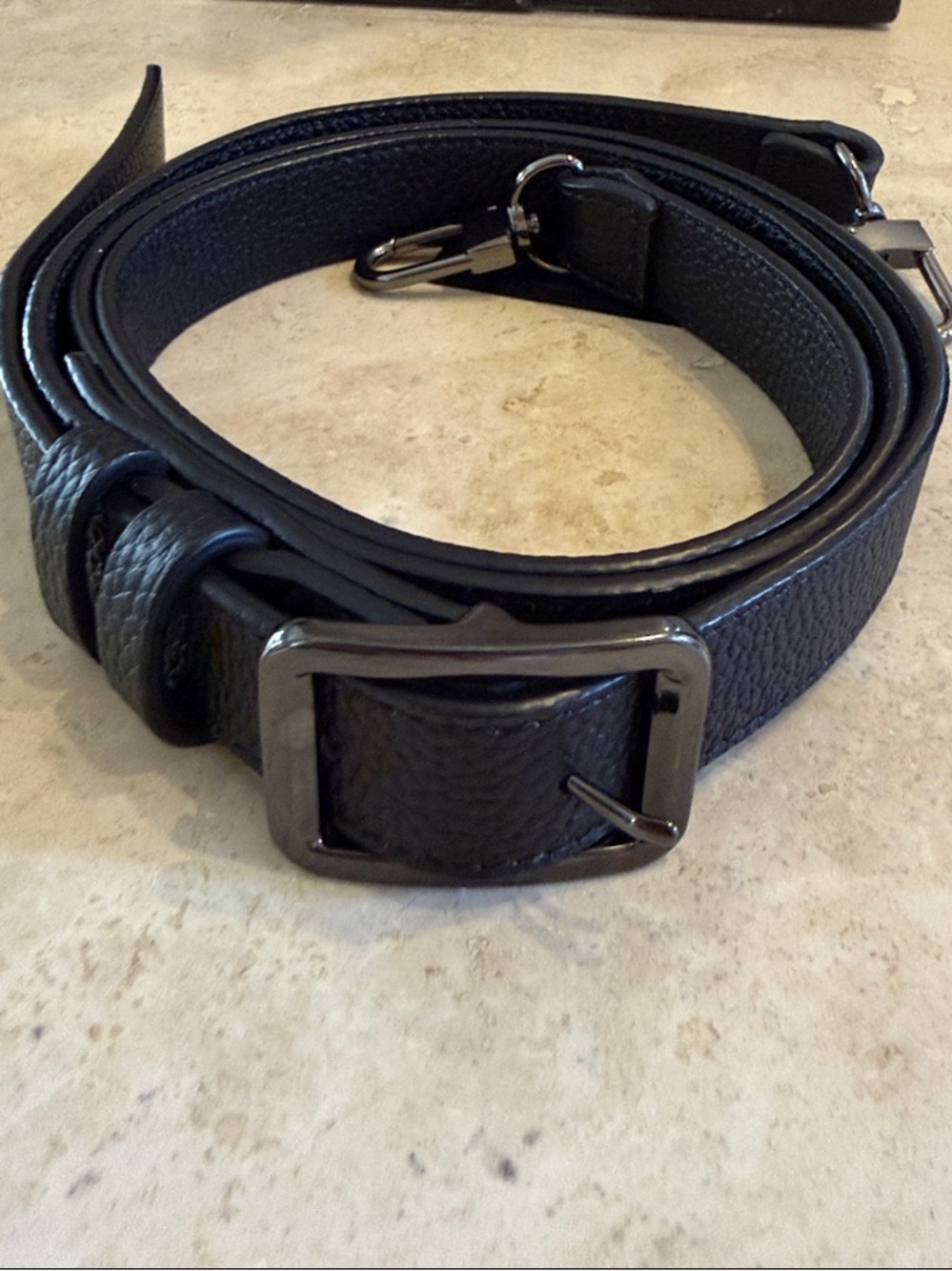 Bandolier Black Vegan Leather Crossbody Strap with Gunmetal Hardware